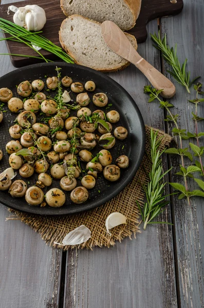 Salade de petits champignons et herbes — Photo