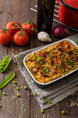 Cajun tavuk pilav ile
