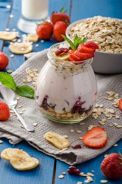 Domácí jogurt jahodový — Stock fotografie