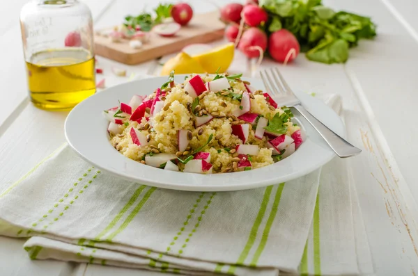 Couscous con rábanos y hierbas — Foto de Stock