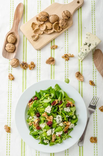 Salad with blue cheese and balsamic dressing — Stock Photo, Image