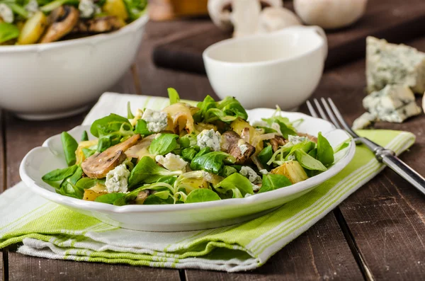 Fresh salad with vegetable and blue cheese — Stock Photo, Image