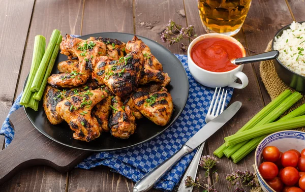 Barbecue grilled chicken wing — Stock Photo, Image