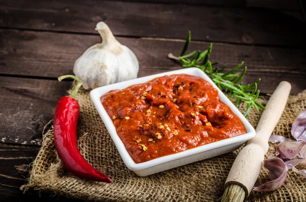 Very spicy tomato sauce for grill — Stock Photo, Image