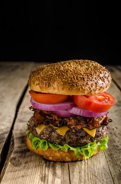 American rustic burger — Stock fotografie