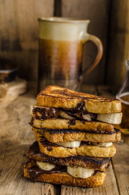 French toast filled banana and chocolate