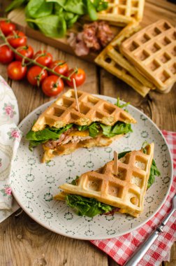 Lezzetli waffle sandviç