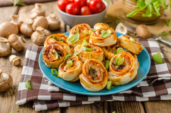 Pizza snails puff pastry — Stock Photo, Image