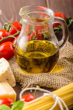 Still life fotoğraf, makarna ve peynir ile arka plan