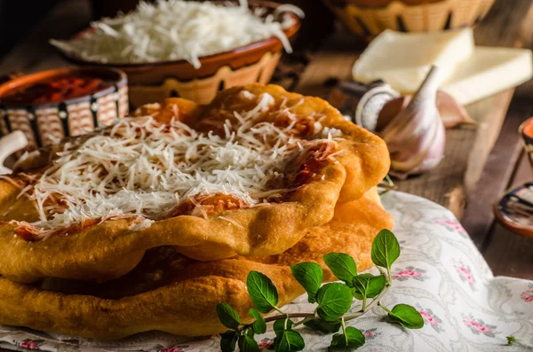 Traditional Langos delicious speciality — Stock Photo, Image