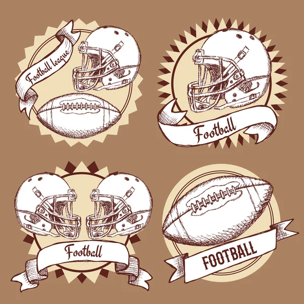 Skizzieren von Fußball-Logos im Vintage-Stil — Stockvektor