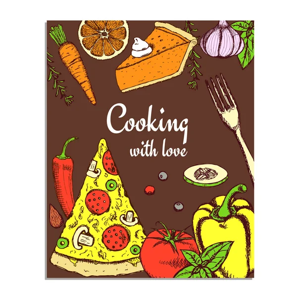 Sketch tarjeta de cocina — Vector de stock