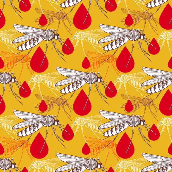 Mosquito seamless pattern — Stock Vector