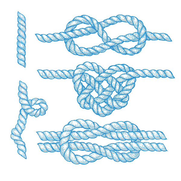 Set of engraved knots and ropes 