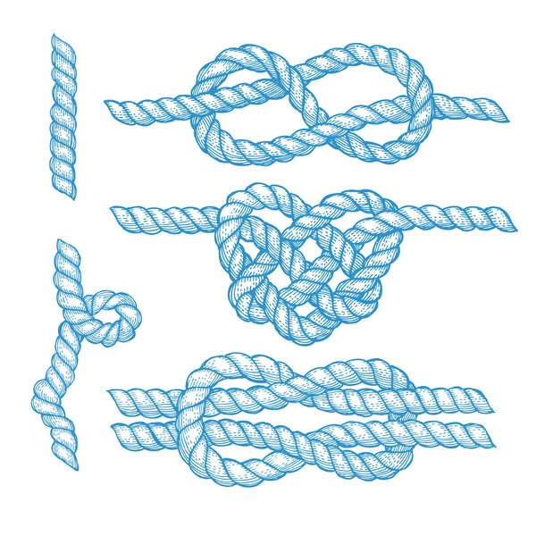 Набор гравированных узлов и веревок Векторная Графика