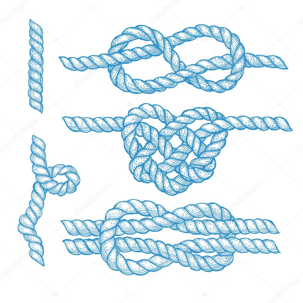 Set of engraved knots and ropes 