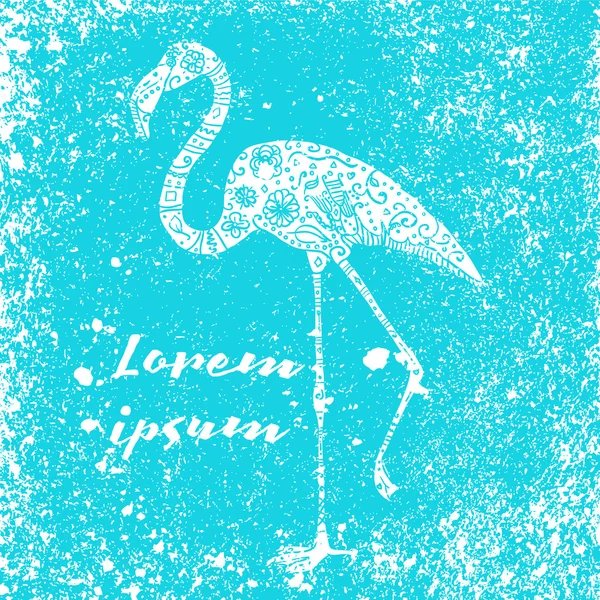 Grunge poster flamingo - Stok Vektor