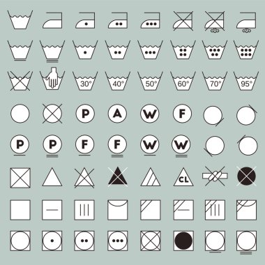 Laundry symbols line design clipart