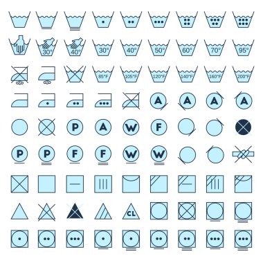 Laundry symbols line design clipart