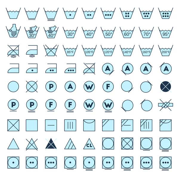 Laundry symbols line design — Stock Vector