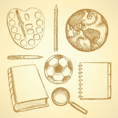 schets van onderwijs in vintage stijl instellen