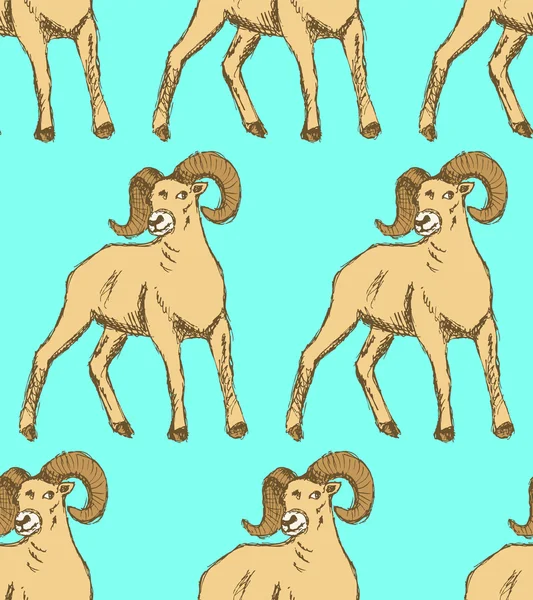 Schets Nieuwjaar ram in vintage stijl — Stockvector