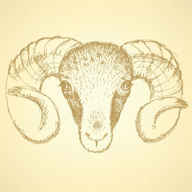 vintage tarzı yeni yıl Koç kroki