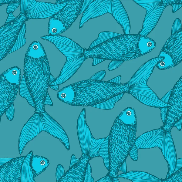 Fish cute seamless pattern — Stock Vector