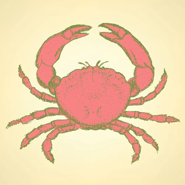Sketch cute crab in vintage style — Stock Vector