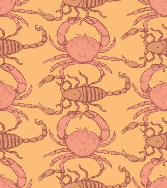 Yengeç ve Akrep vintage tarzı kroki