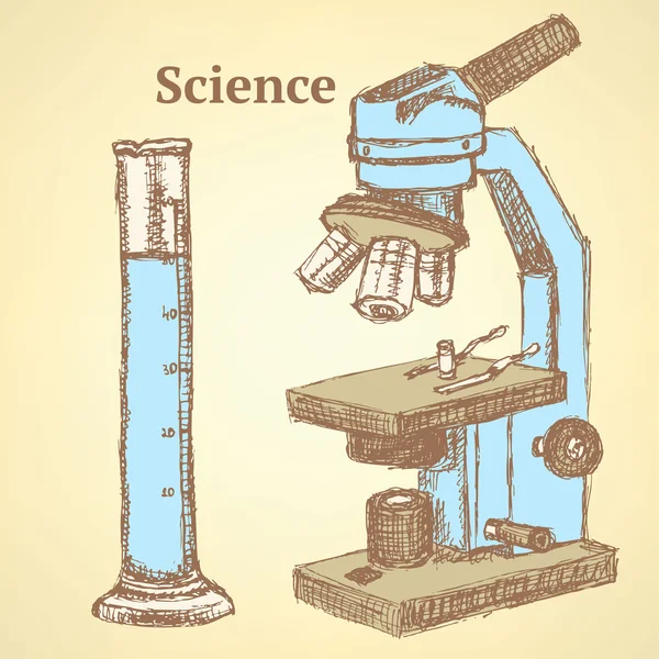 Esquisse ensemble scientifique dans un style vintage — Image vectorielle