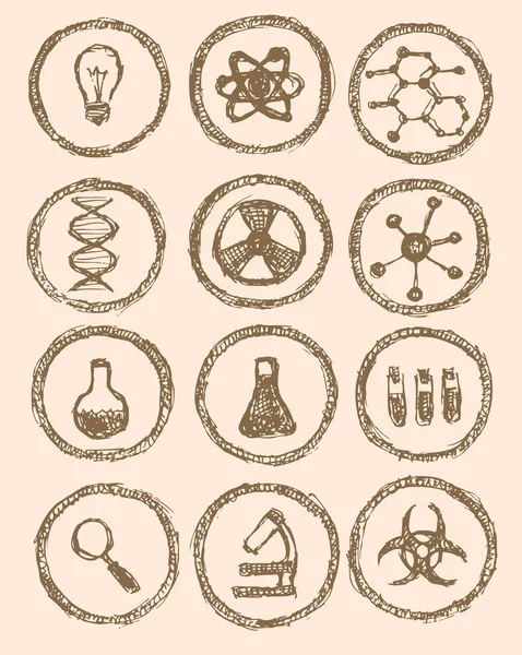 Bosquejo de iconos químicos en estilo vintage — Archivo Imágenes Vectoriales