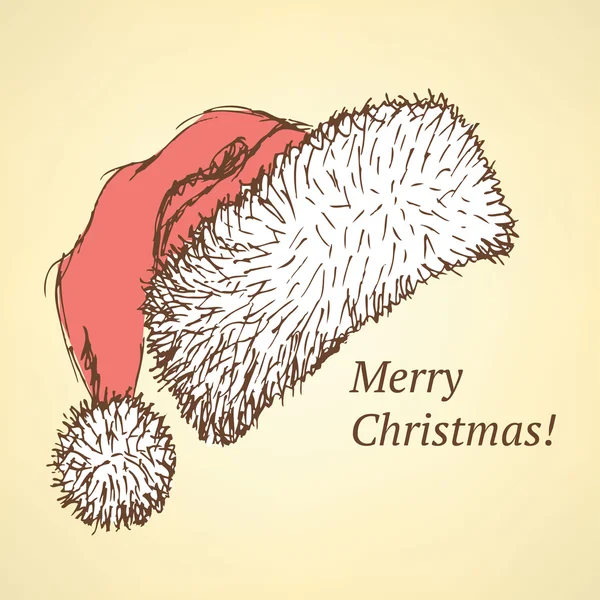 หมวกคริสต์มาสในสไตล์วินเทจ — ภาพเวกเตอร์สต็อก