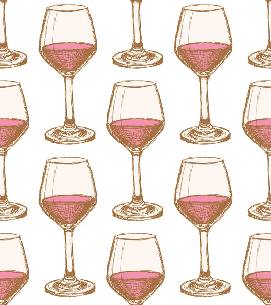 Skiss vine glas i vintage stil — Stock vektor