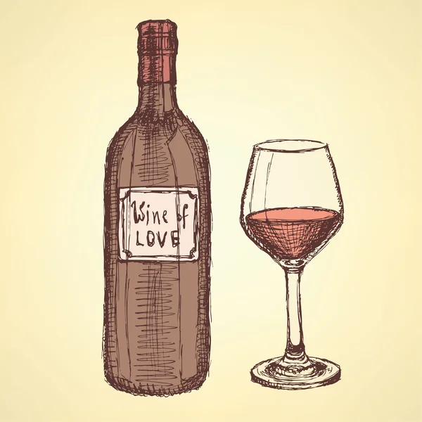 Bosquejo de vino en estilo vintage — Vector de stock