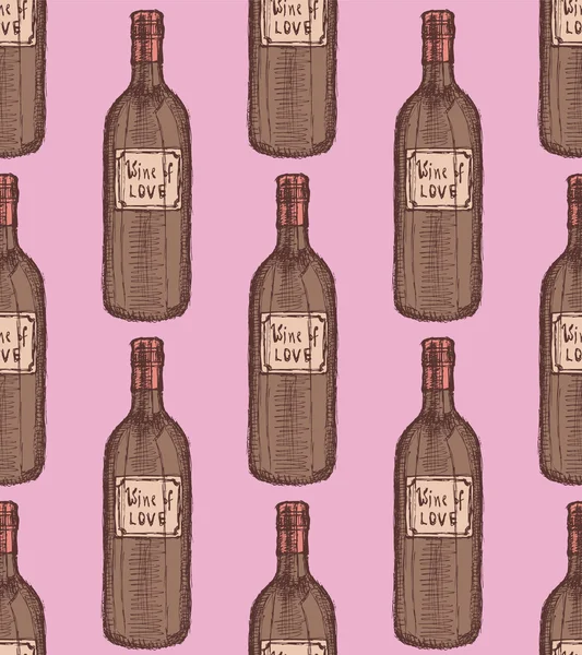 Sketch garrafa de vinho em estilo vintage — Vetor de Stock