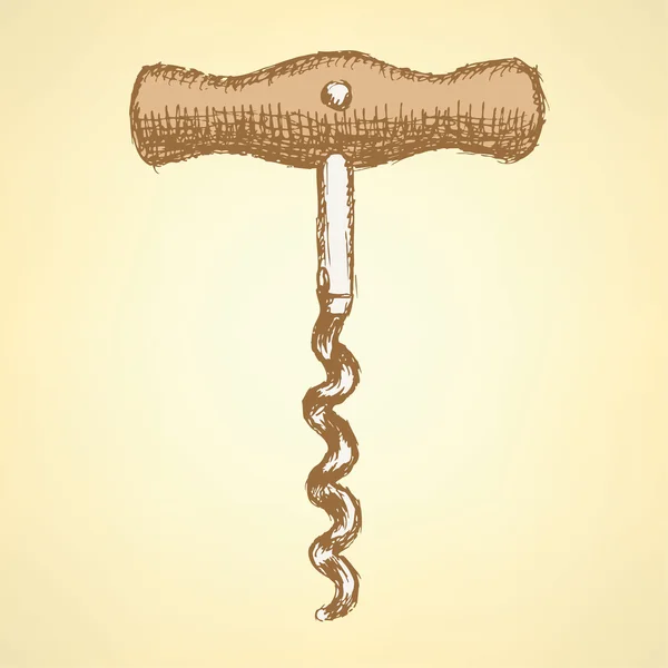 Schets schattig corkscrew in vintage stijl — Stockvector