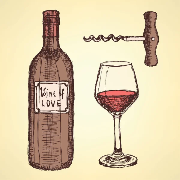 Bosquejo de vino en estilo vintage — Vector de stock