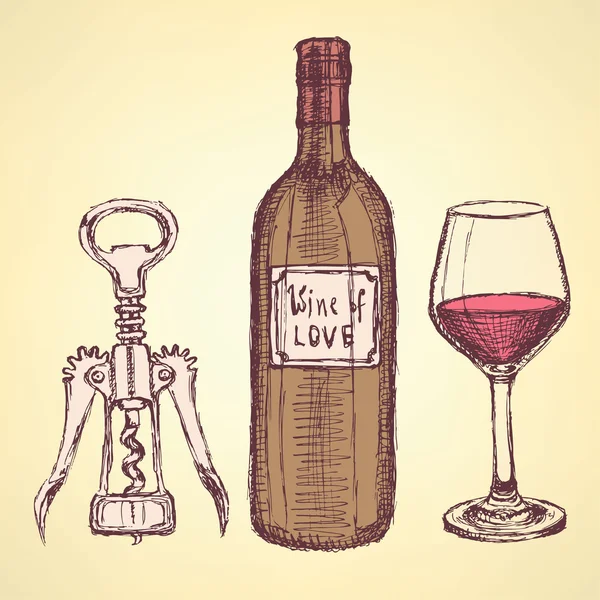 Bosquejo de vino en estilo vintage — Archivo Imágenes Vectoriales