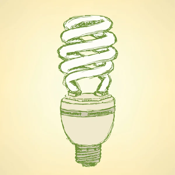 Esquisse ampoule économique dans un style vintage — Image vectorielle