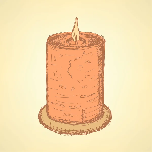Sketch cute candle in vintage style — Stock Vector