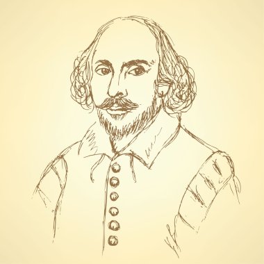 Sketch William Shakespeare portrait in vintage style clipart