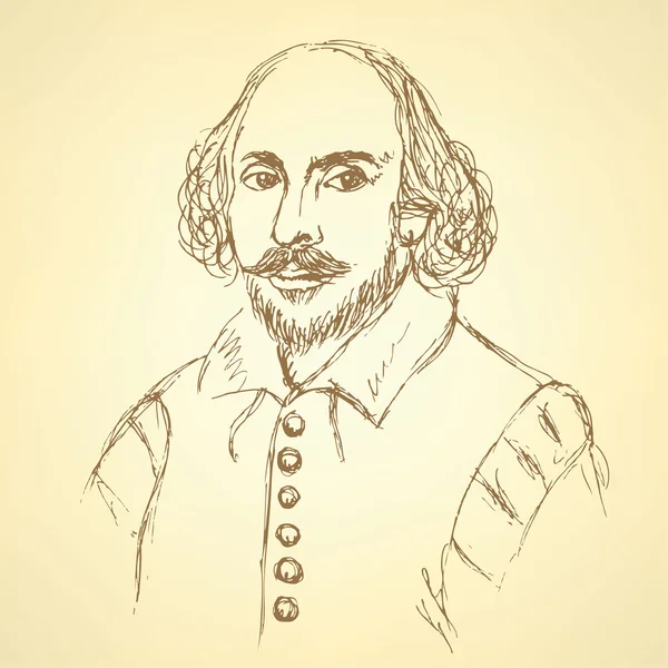 Skiss William Shakespeare porträtt i vintage stil — Stock vektor