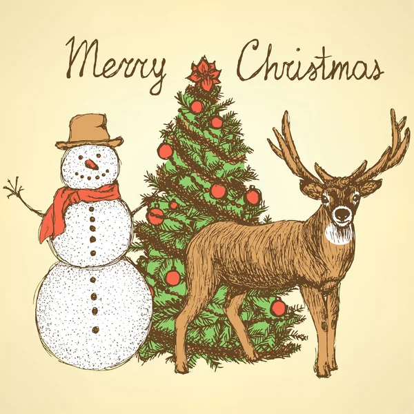 Vintage tarzı kroki Noel ayarla