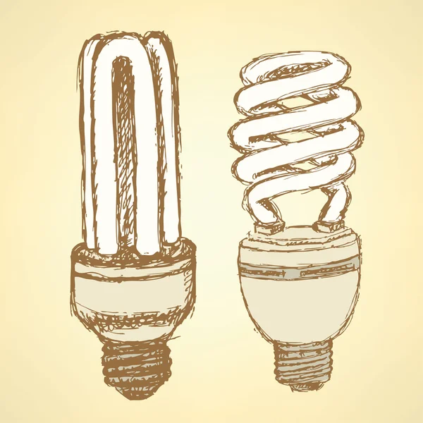 Sketch economic light bulb in vintage style — Stock Vector