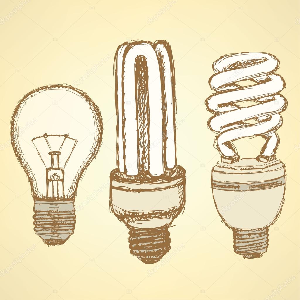 Sketch economic light bulb in vintage style