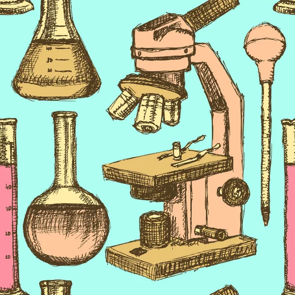 Esquisse l'équipement scientifique dans un style vintage — Image vectorielle