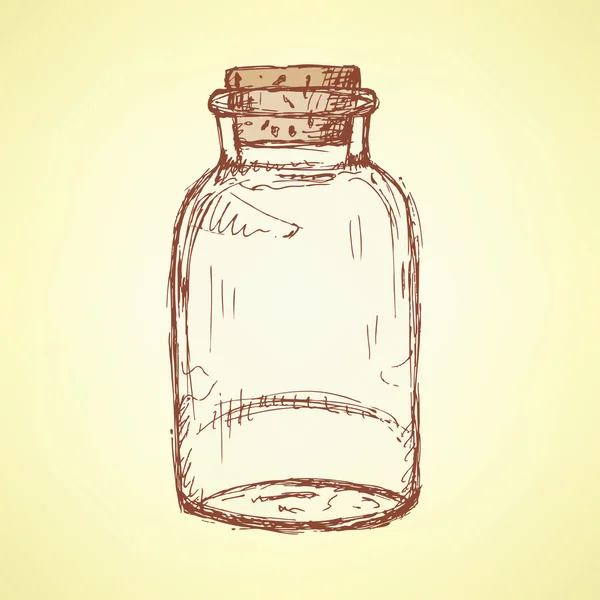 用软木的复古风格的素描 jar — 图库矢量图片