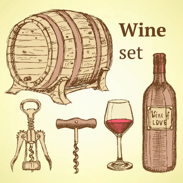 Bosquejo de vino en estilo vintage — Vector de stock