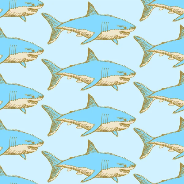Ескіз страшної акули в вінтажному стилі — стоковий вектор